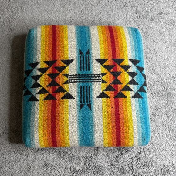 VTG Handmade Wool Upholstered Seat Cushion Pendleton Style Southwest Pattern 14” - Picture 1 of 7